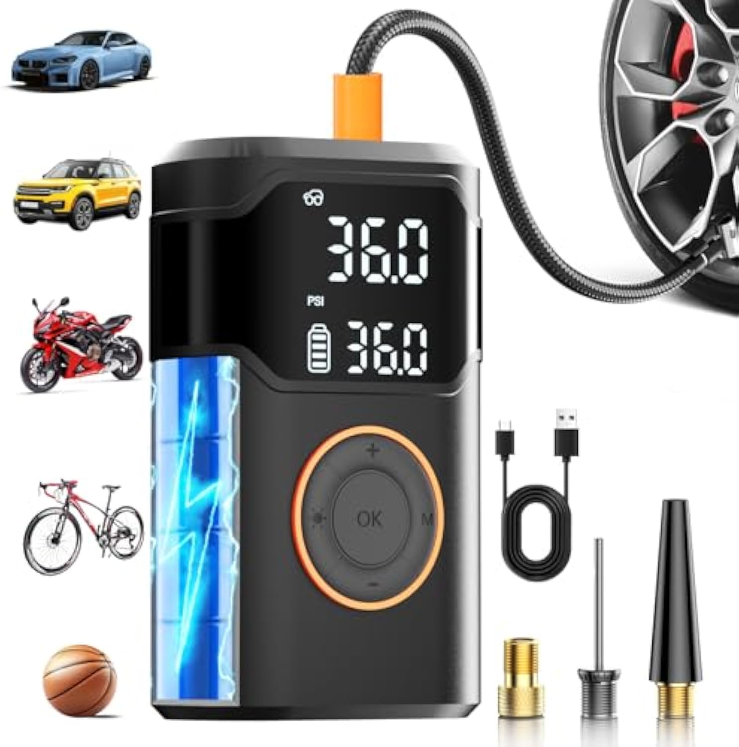 Car Portable Tire Inflator - 자동 충전식 전기 미니 디지털 무선