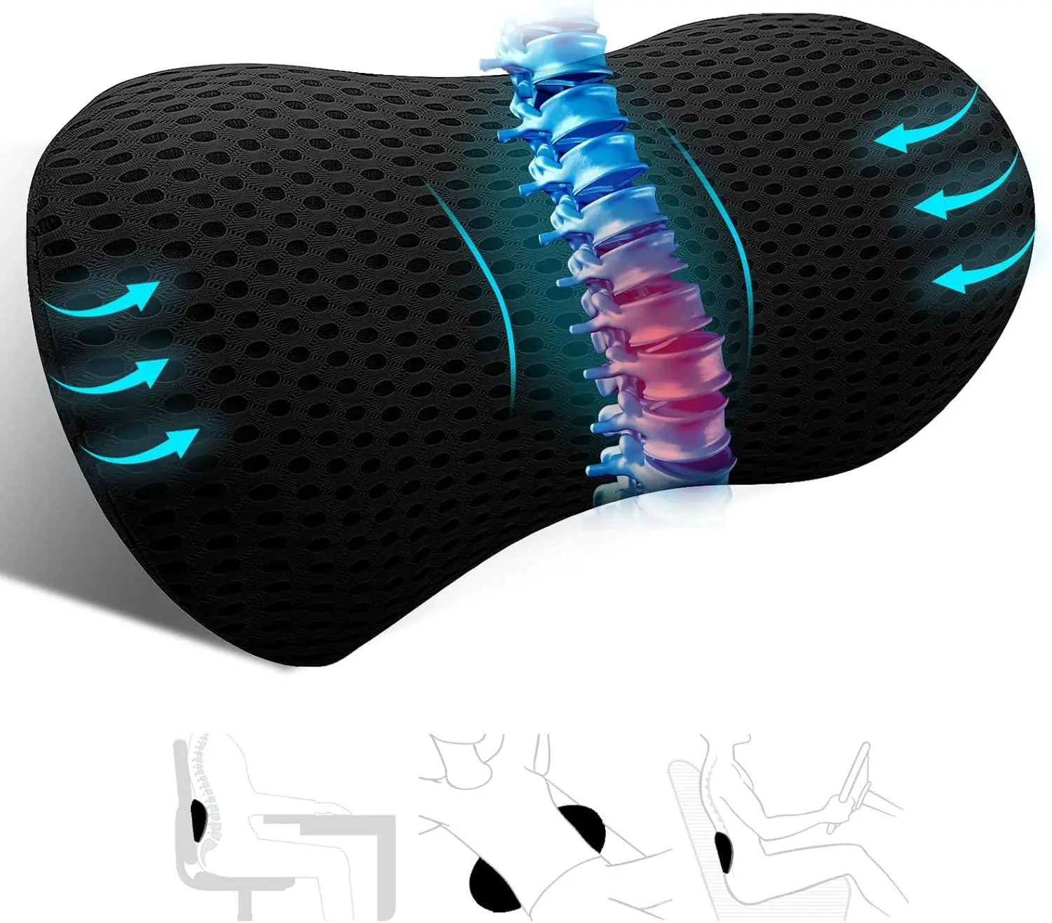 Car Accessories Limassol - 통기성 메모리폼 쿠션 자동차 시트 허리
