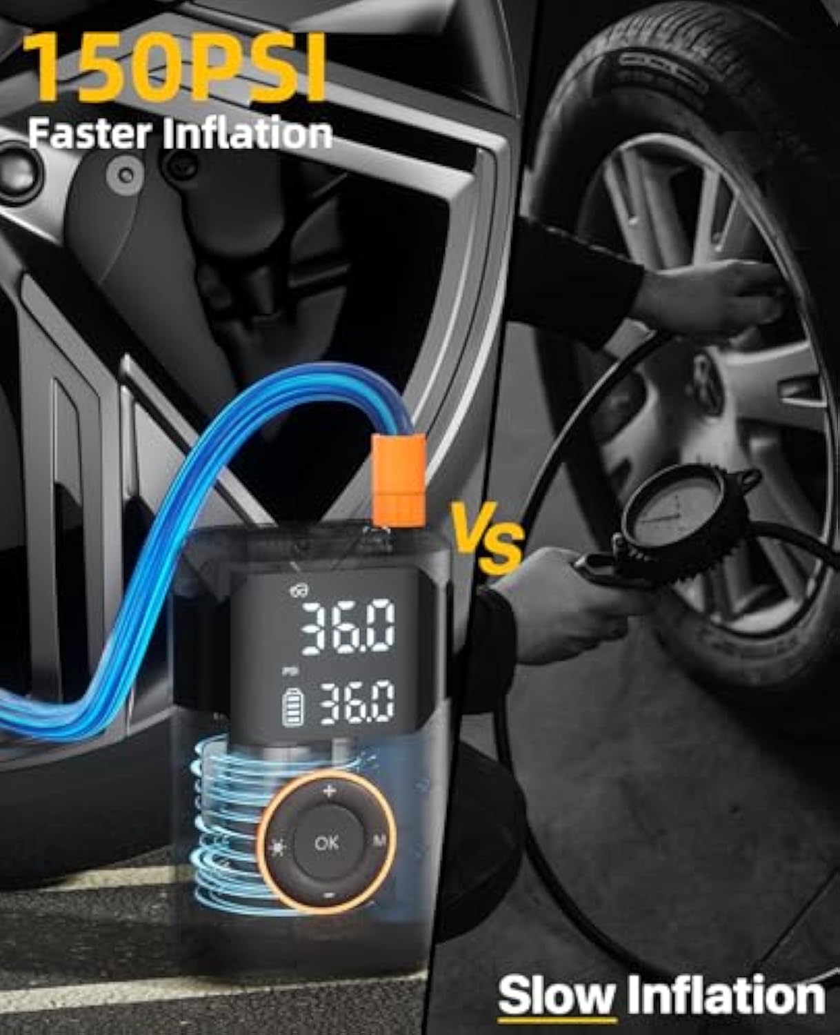 자동 충전식 전기 미니 디지털 무선 휴대용 코드리스 타 - Car Portable Tire Inflator 리뷰 및 가격