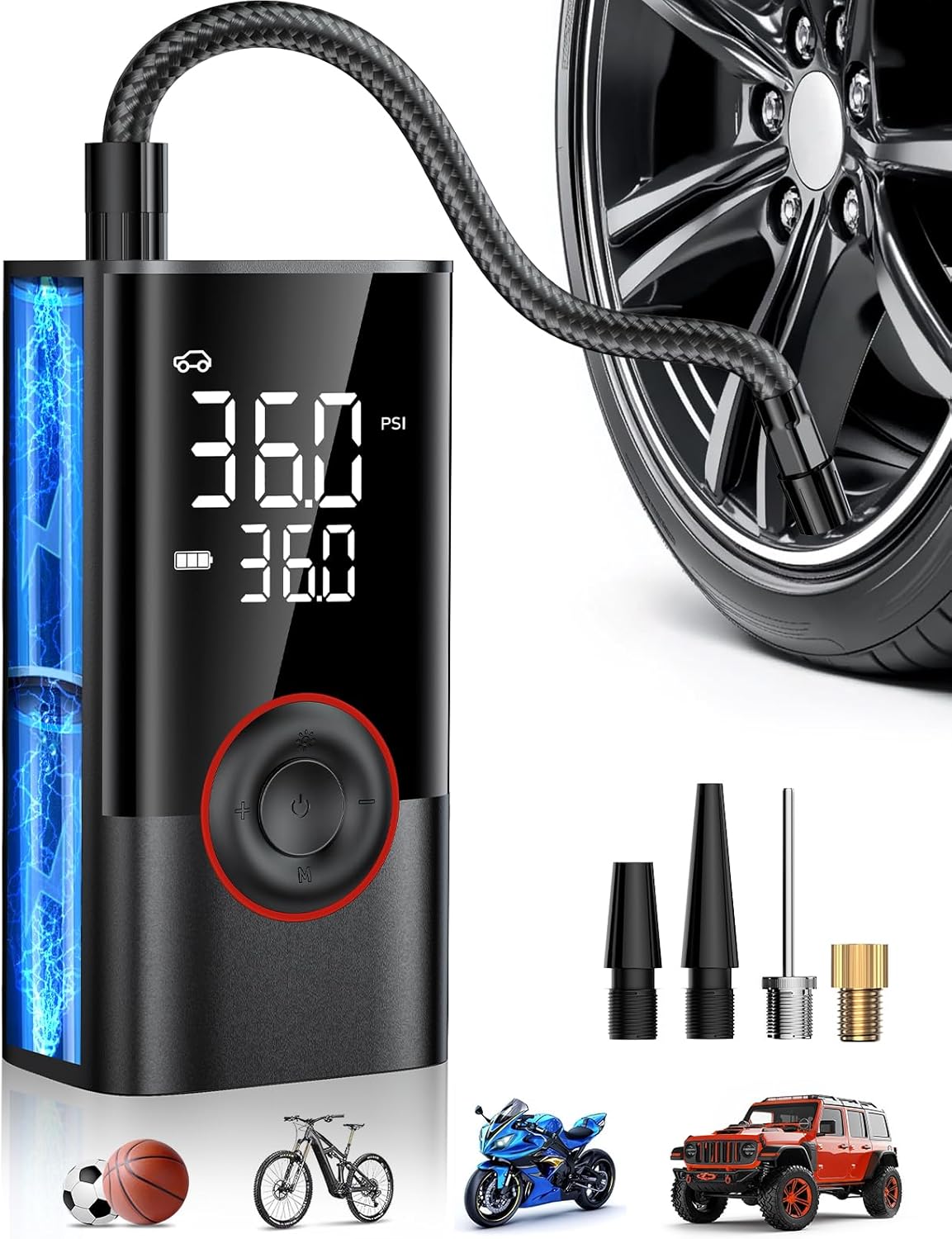 휴대용 무선 에어 컴프레서 미니 전동 핸드헬드 타이어  - Car Portable Tire Inflator 리뷰 및 가격