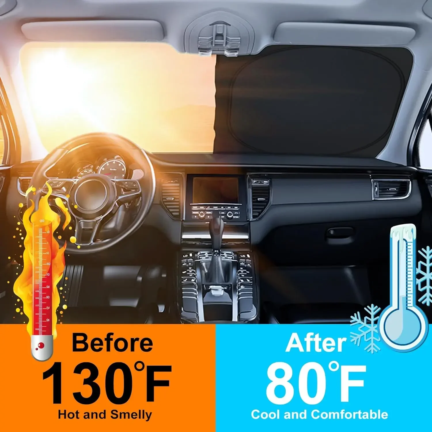 차량용 티타늄 실버 앞유리 차양막, 두꺼운 접이식 햇빛 - Car Accessories For Interior 리뷰 및 가격