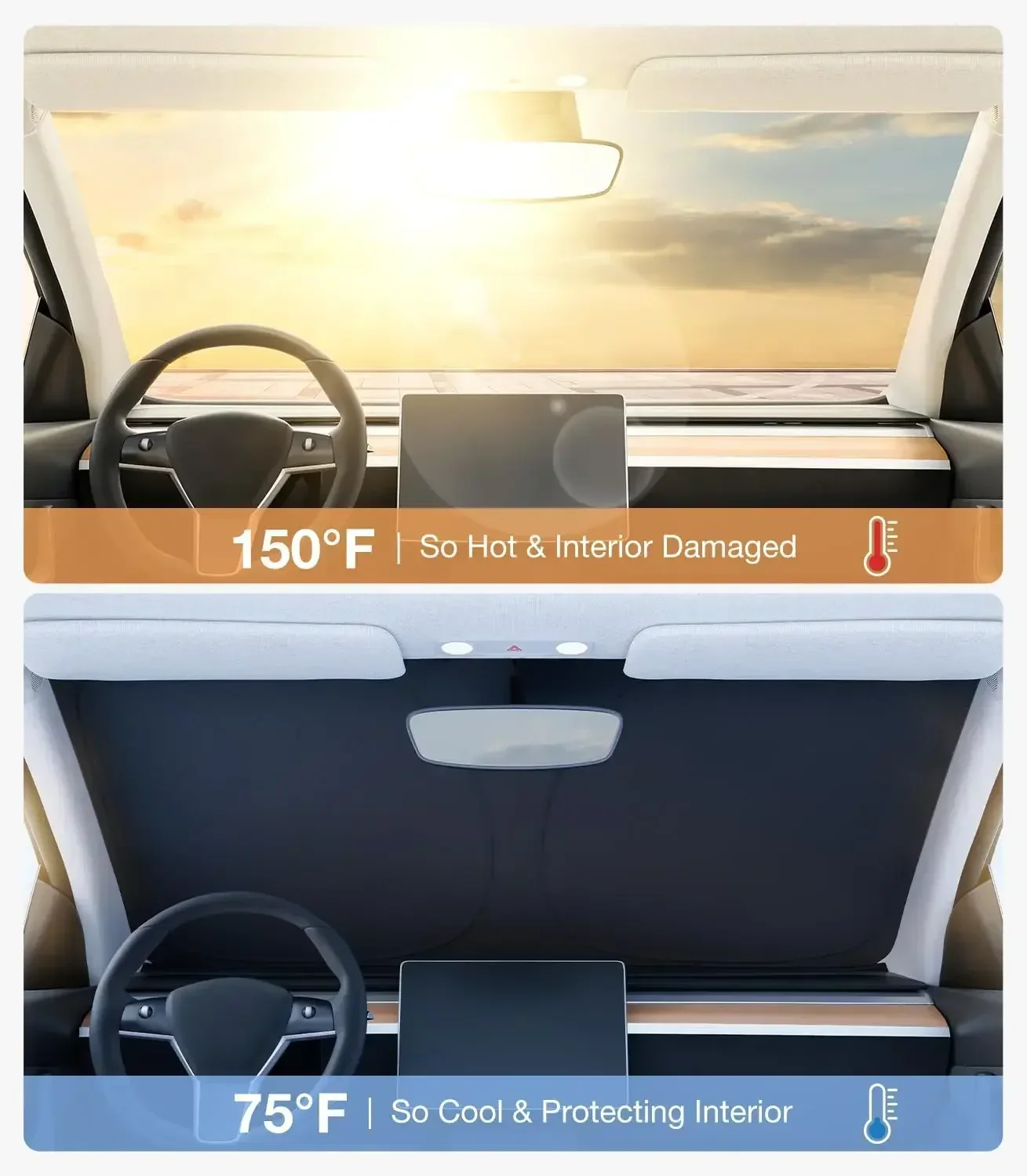 차량용 티타늄 실버 앞유리 차양막, 두꺼운 접이식 햇빛 - Car Accessories For Interior 리뷰 및 가격